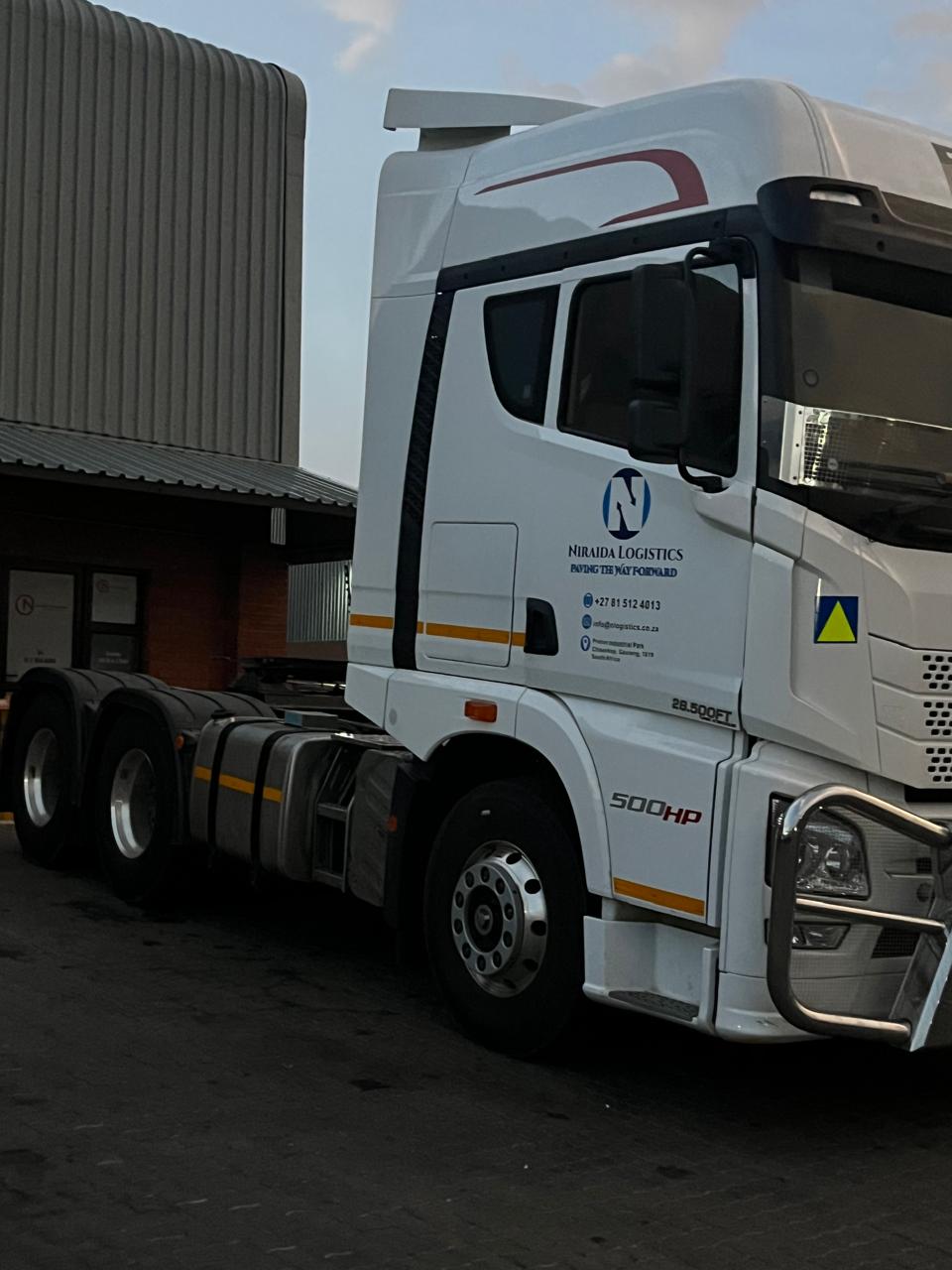 Niraida Logistics freight truck in Johannesburg, front profile