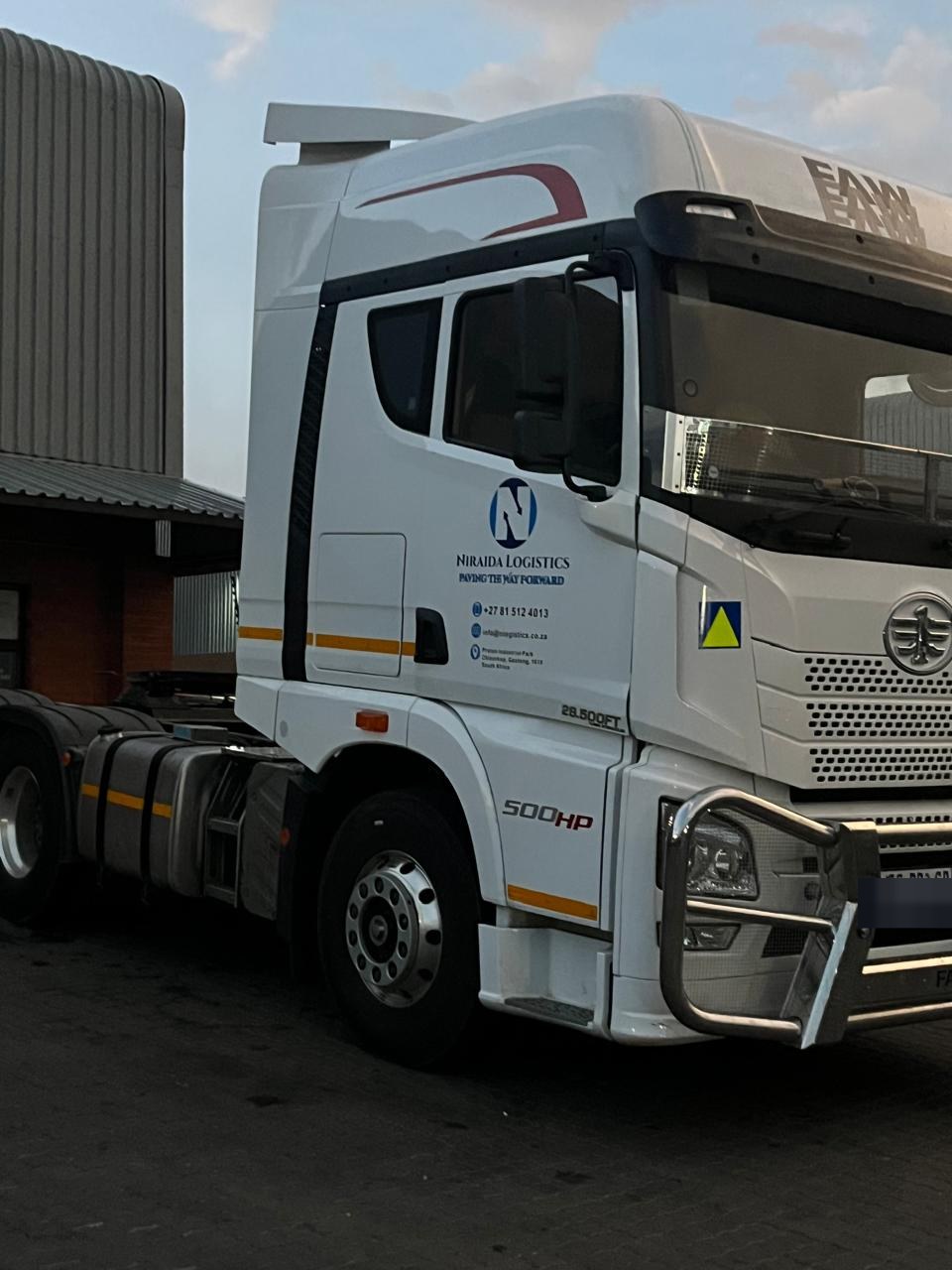Niraida Logistics freight truck in Johannesburg, at the depot