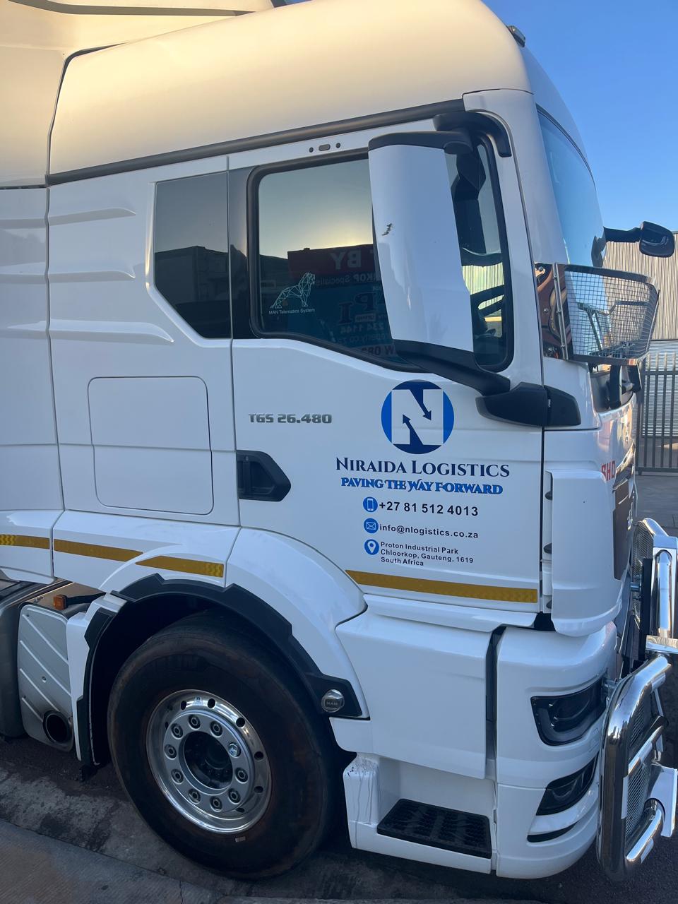Niraida Logistics freight truck in Johannesburg, driver side
